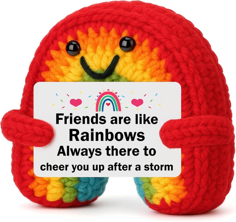 BuiltFit Valentines Galentines for Friend Gifts - Valentine's Valentine Day Crochet Rainbow Emotional Inspirational Support Birthday Positive Friendship Gifts for Men Best Friends BFF Work Bestie - Image 1
